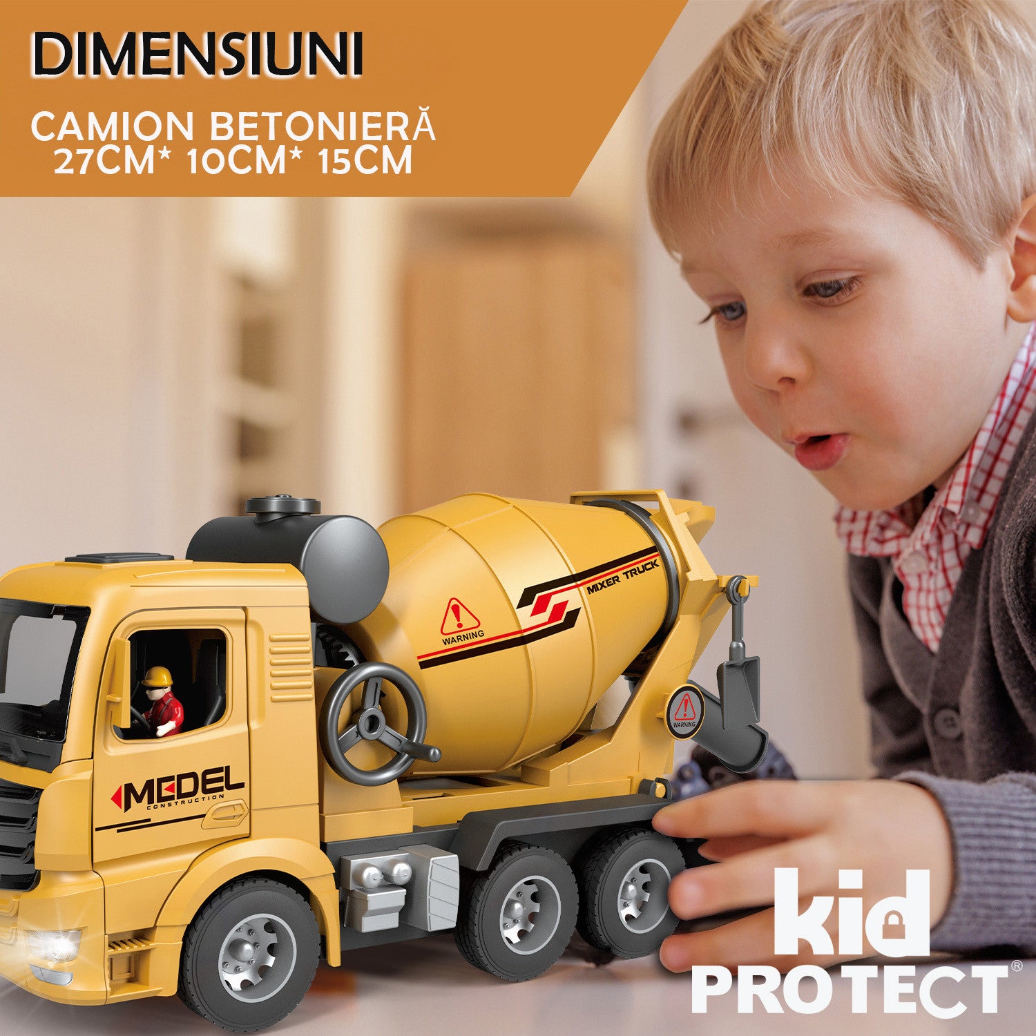 Betoniera Super Realista Cu Telecomanda Pentru Copii KidProtect ConcretePro RC Betoniera Super Realista Cu Telecomanda Pentru Copii KidProtect ConcretePro RC